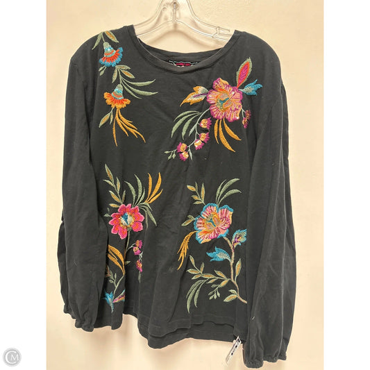 Top Long Sleeve By Johnny Was In Black, Size: 1x