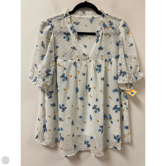 Top Short Sleeve By Shein In Floral Print, Size: Xl
