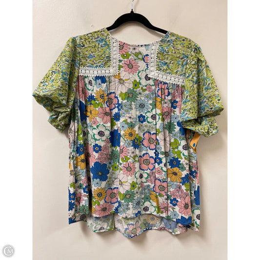 Top Short Sleeve By Clothes Mentor In Floral Print, Size: Xl