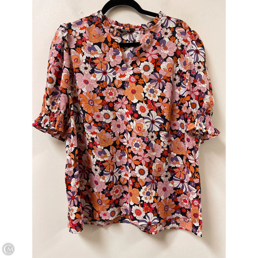 Top Short Sleeve By Btfbm In Floral Print, Size: Xl