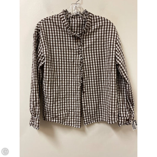 Blouse Long Sleeve By Clothes Mentor In Checkered Pattern, Size: L