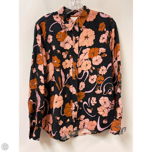 Blouse Long Sleeve By J. Crew In Floral Print, Size: L