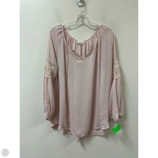 Top Long Sleeve By Allie Rose In Pink, Size: L