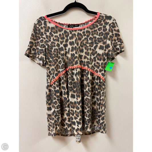 Top Short Sleeve By Glitzy Girlz In Leopard Print, Size: M