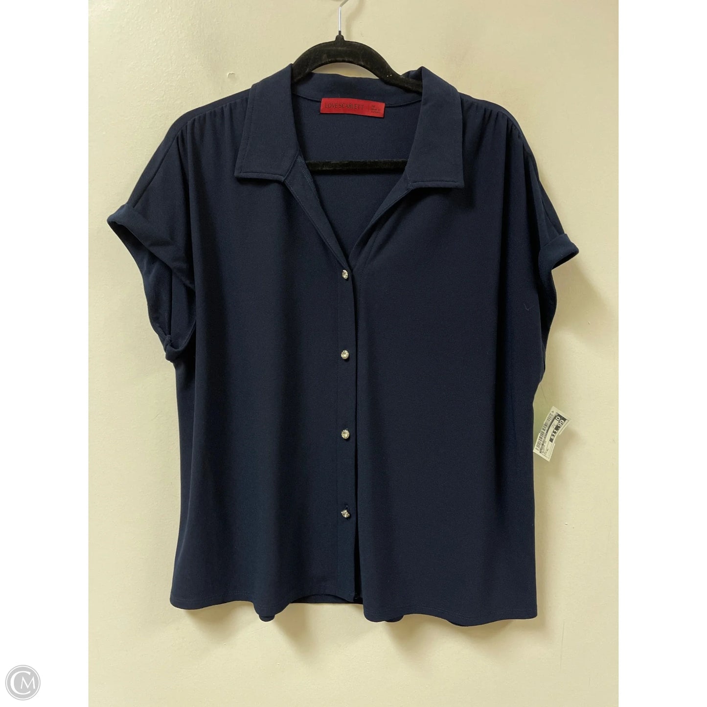 Blouse Short Sleeve By Love Scarlett In Navy, Size: Xl