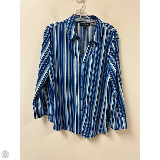 Blouse Long Sleeve By Fred David In Blue, Size: Xl