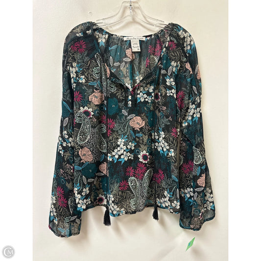 Top Long Sleeve By America Rag In Floral Print, Size: Xl