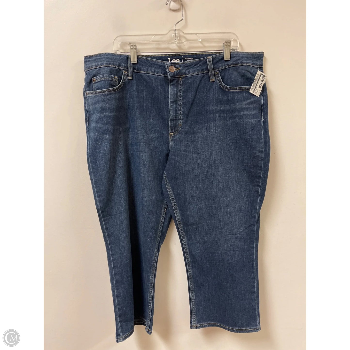 Jeans Cropped By Lee In Blue Denim, Size: 22