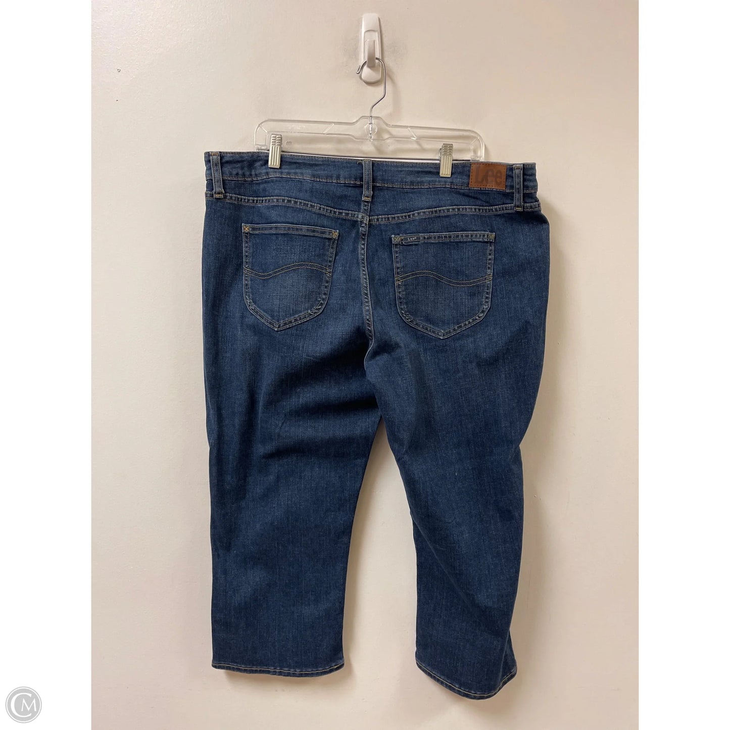 Jeans Cropped By Lee In Blue Denim, Size: 22