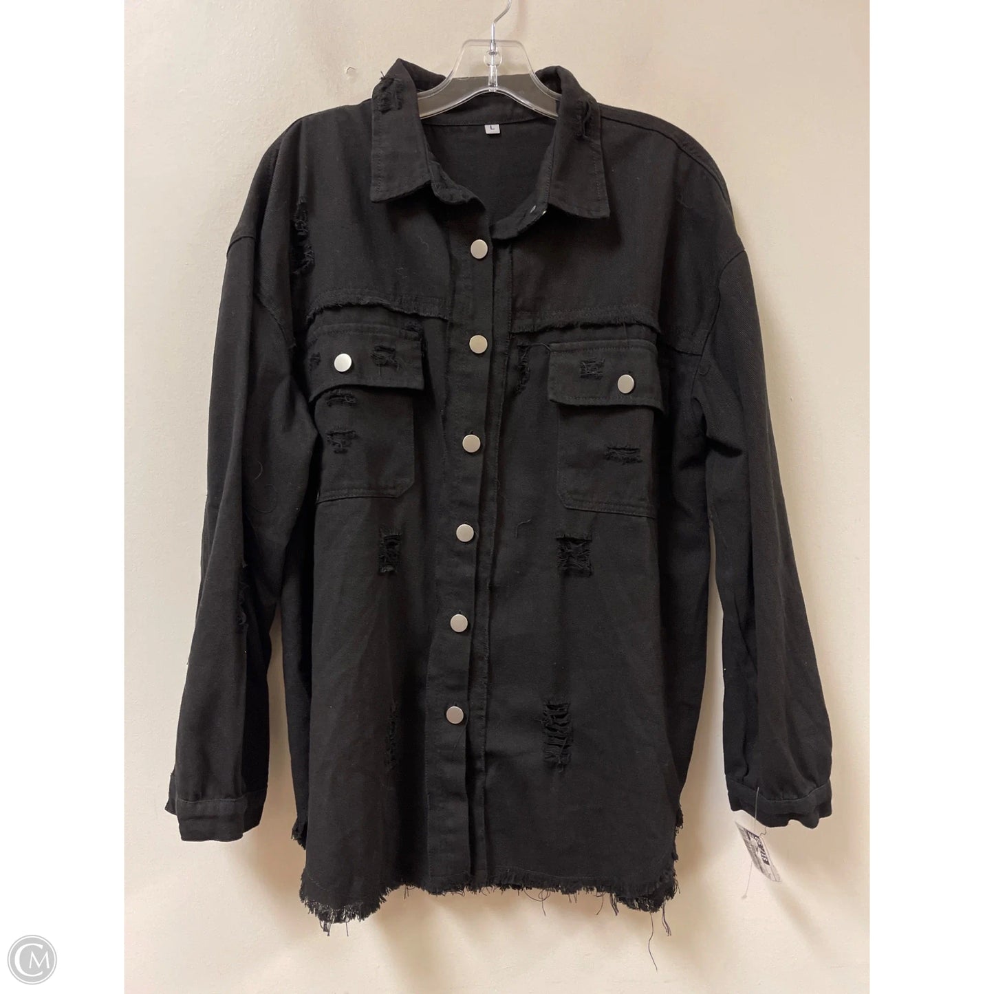 Jacket Shirt By Clothes Mentor In Black, Size: L
