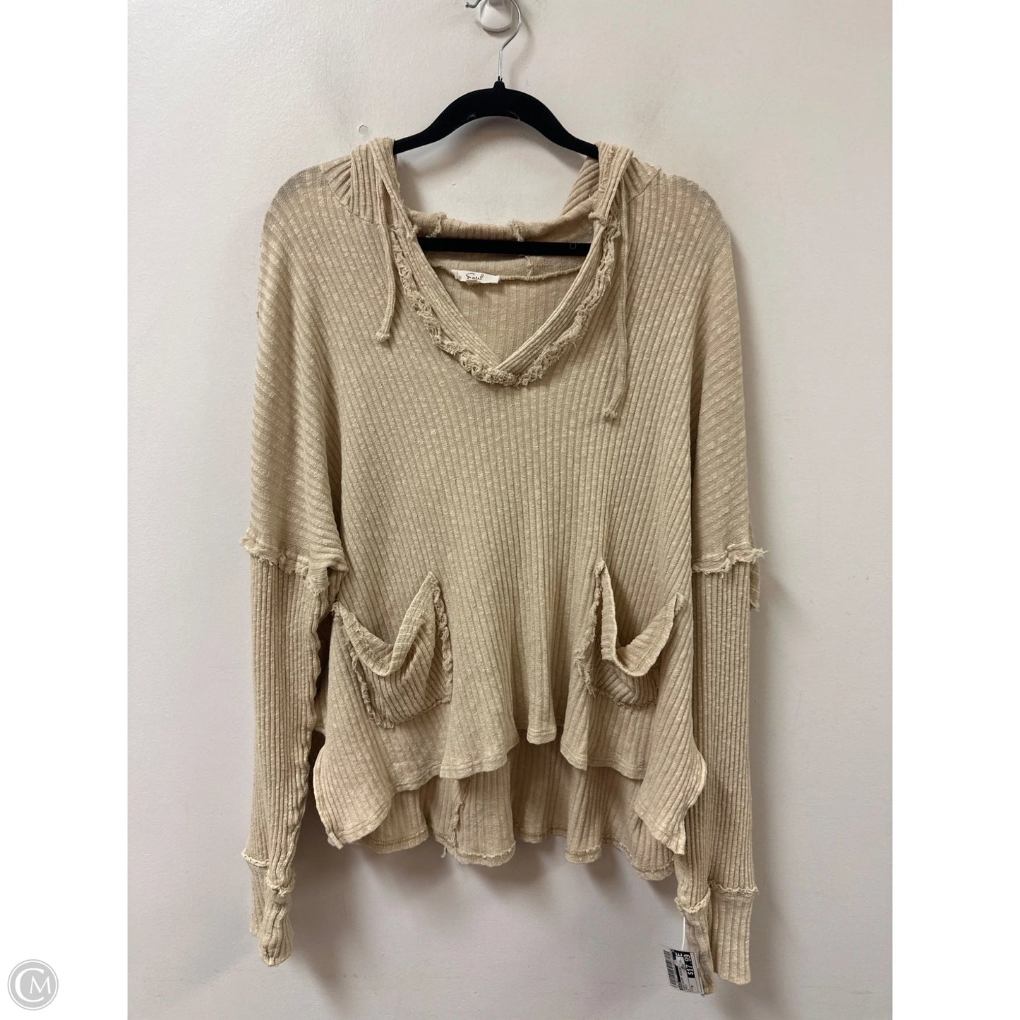 Sweatshirt Hoodie By Easel In Cream, Size: M