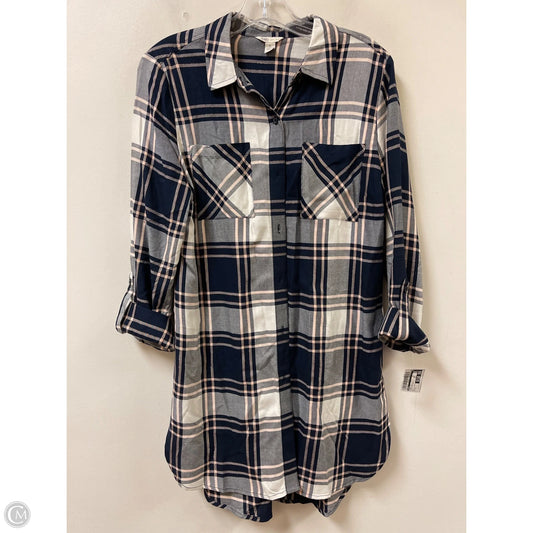 Tunic Long Sleeve By Cato In Plaid Pattern, Size: S