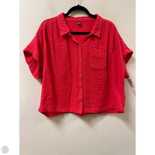 Blouse Short Sleeve By Old Navy In Red, Size: L