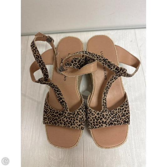 Sandals Heels Wedge By Lucky Brand In Leopard Print, Size: 8