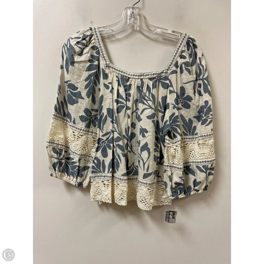 Top 3/4 Sleeve By Christian Siriano In Grey & White, Size: S