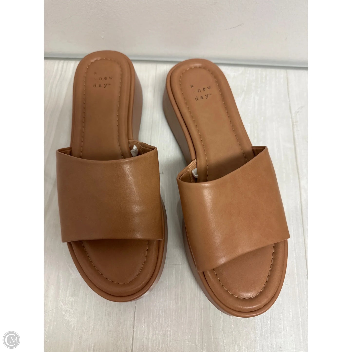Sandals Heels Wedge By A New Day In Tan, Size: 8