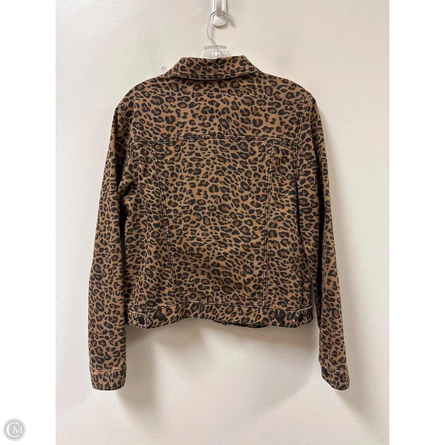 Jacket Denim By Time And Tru In Leopard Print, Size: L