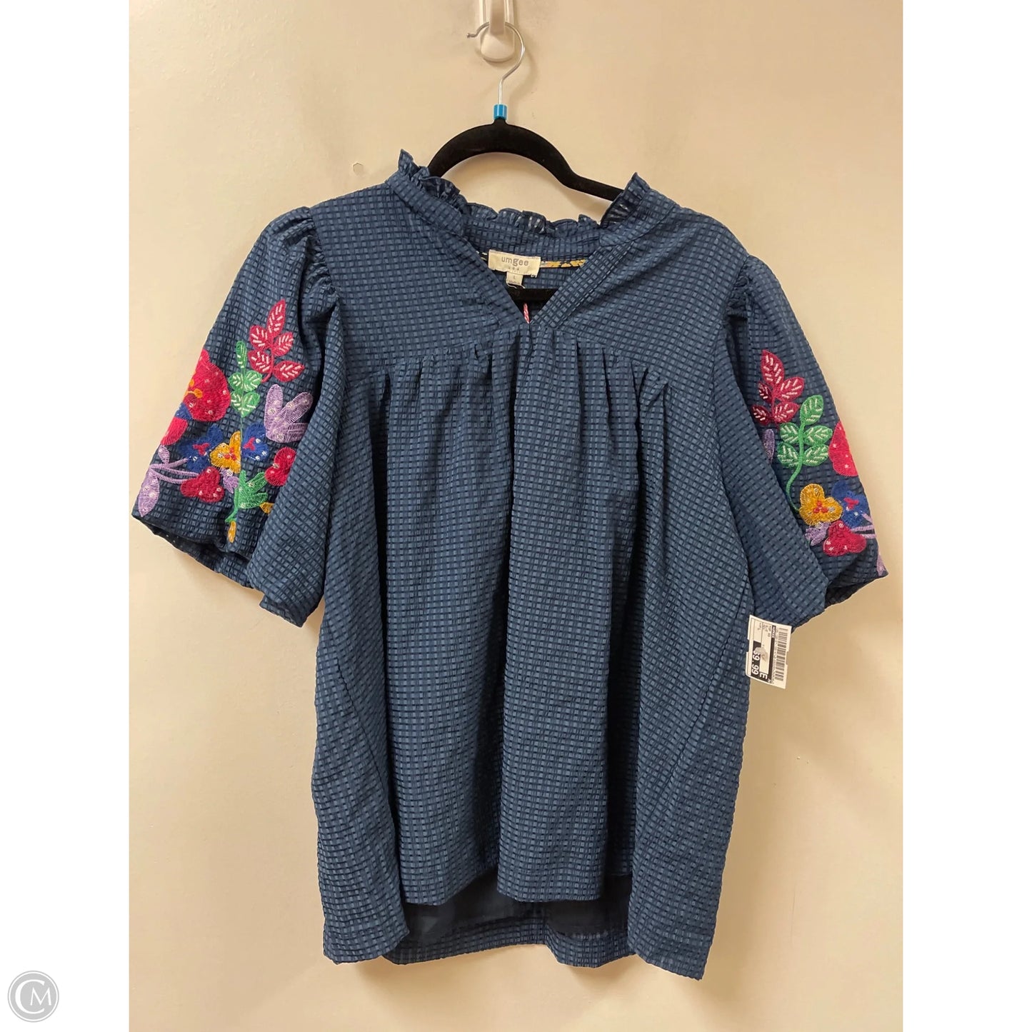Top Short Sleeve By Umgee In Blue, Size: L