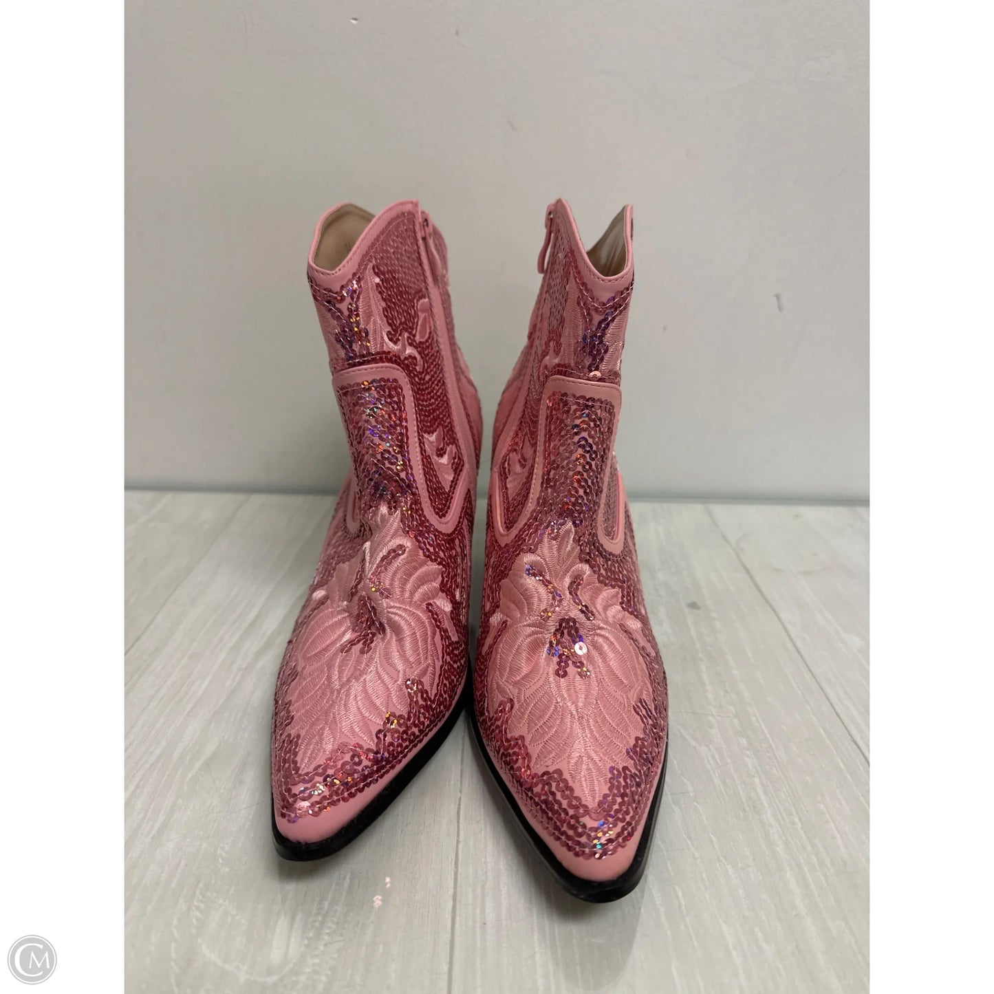 Boots Ankle Heels By Clothes Mentor In Pink, Size: 10