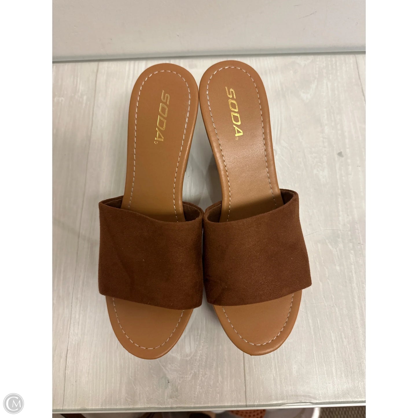 Sandals Heels Block By Soda In Brown, Size: 10