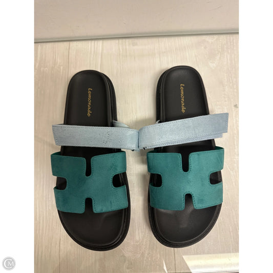 Sandals Flats By Clothes Mentor In Blue & Green, Size: 10