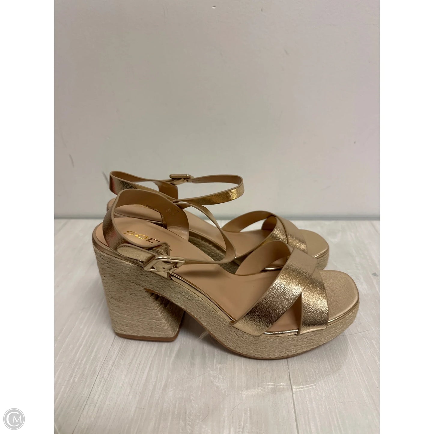 Sandals Heels Block By Soda In Gold, Size: 10