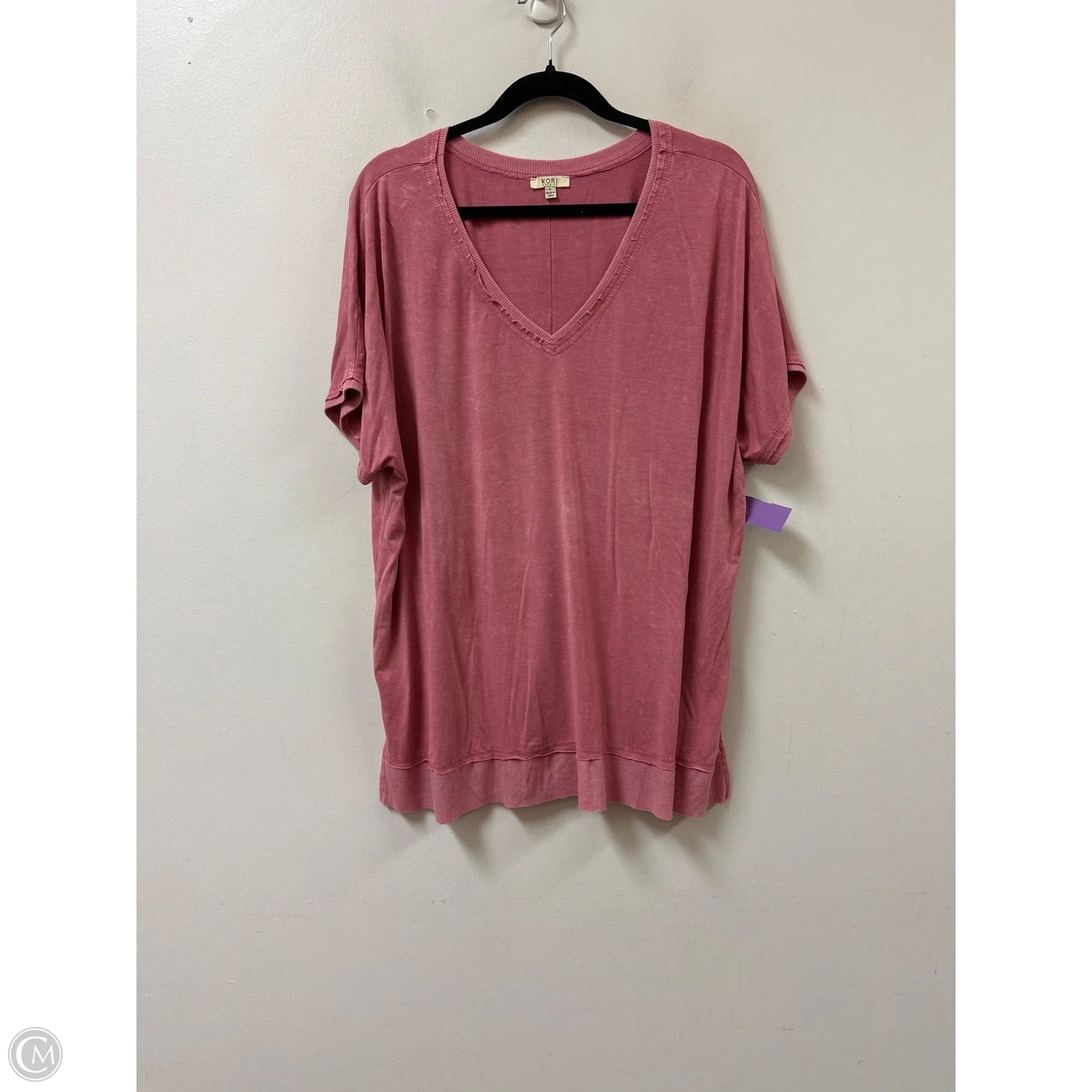 Top Short Sleeve By Kori America In Pink, Size: L