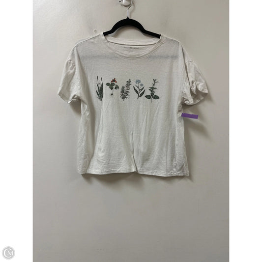 Top Short Sleeve By Free Assembly In White, Size: L