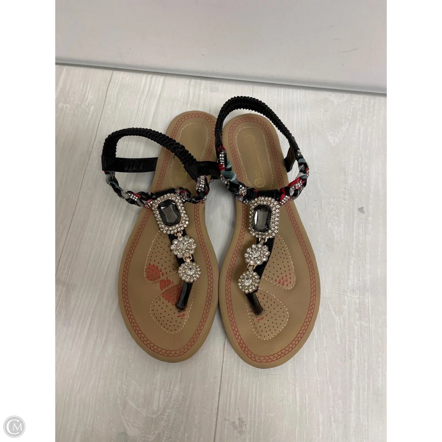 Sandals Flats By Clothes Mentor In Black, Size: 9