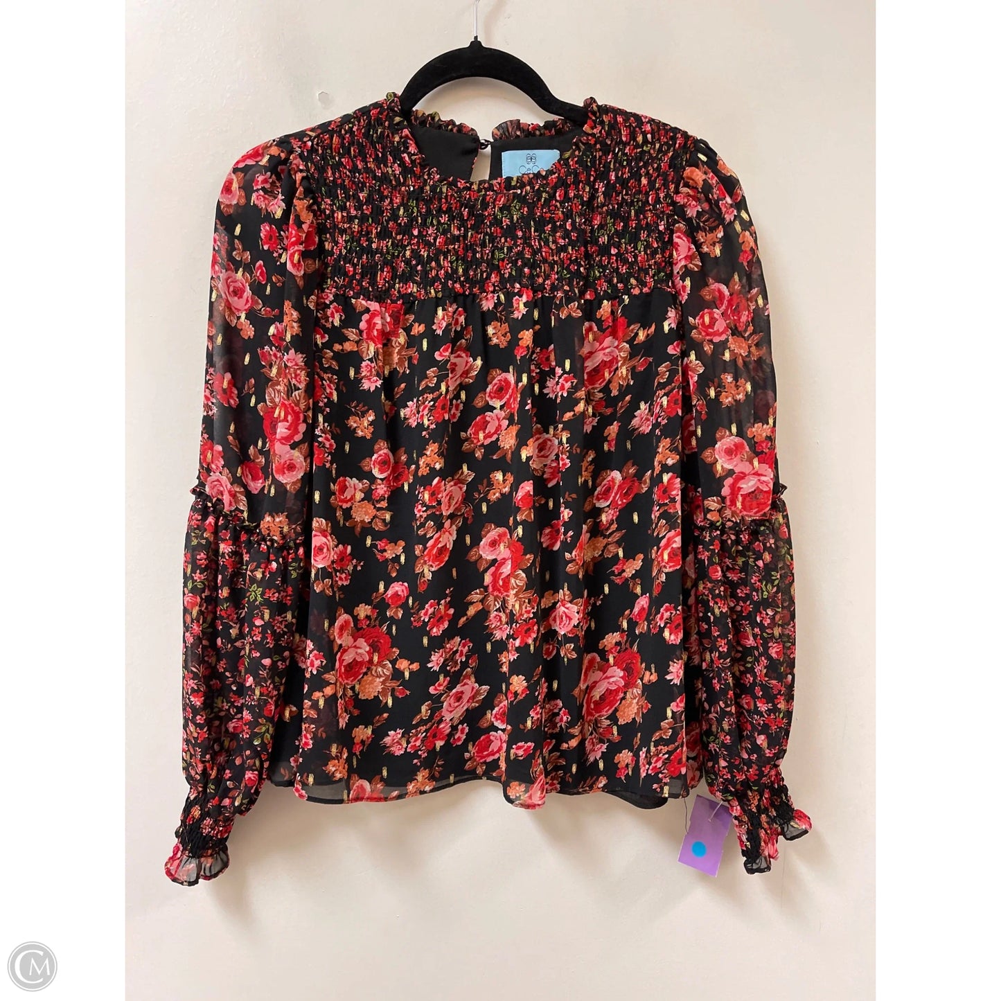 Top Long Sleeve By Cece In Floral Print, Size: Xs
