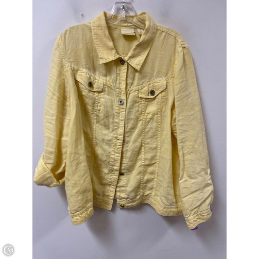 Jacket Denim By Chicos In Yellow, Size: Xl