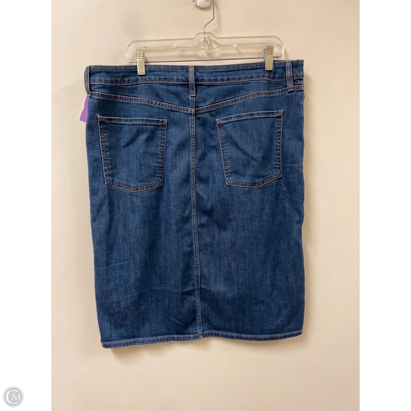 Skirt Midi By Chicos In Blue Denim, Size: 14