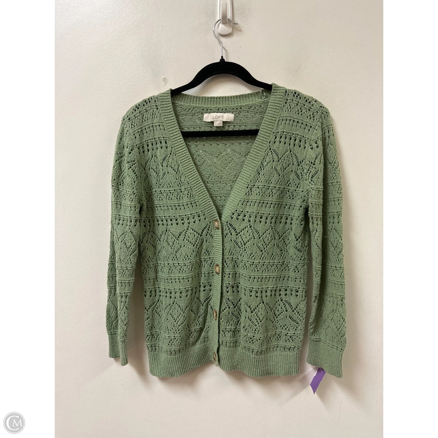 Sweater Cardigan By Loft In Green, Size: M