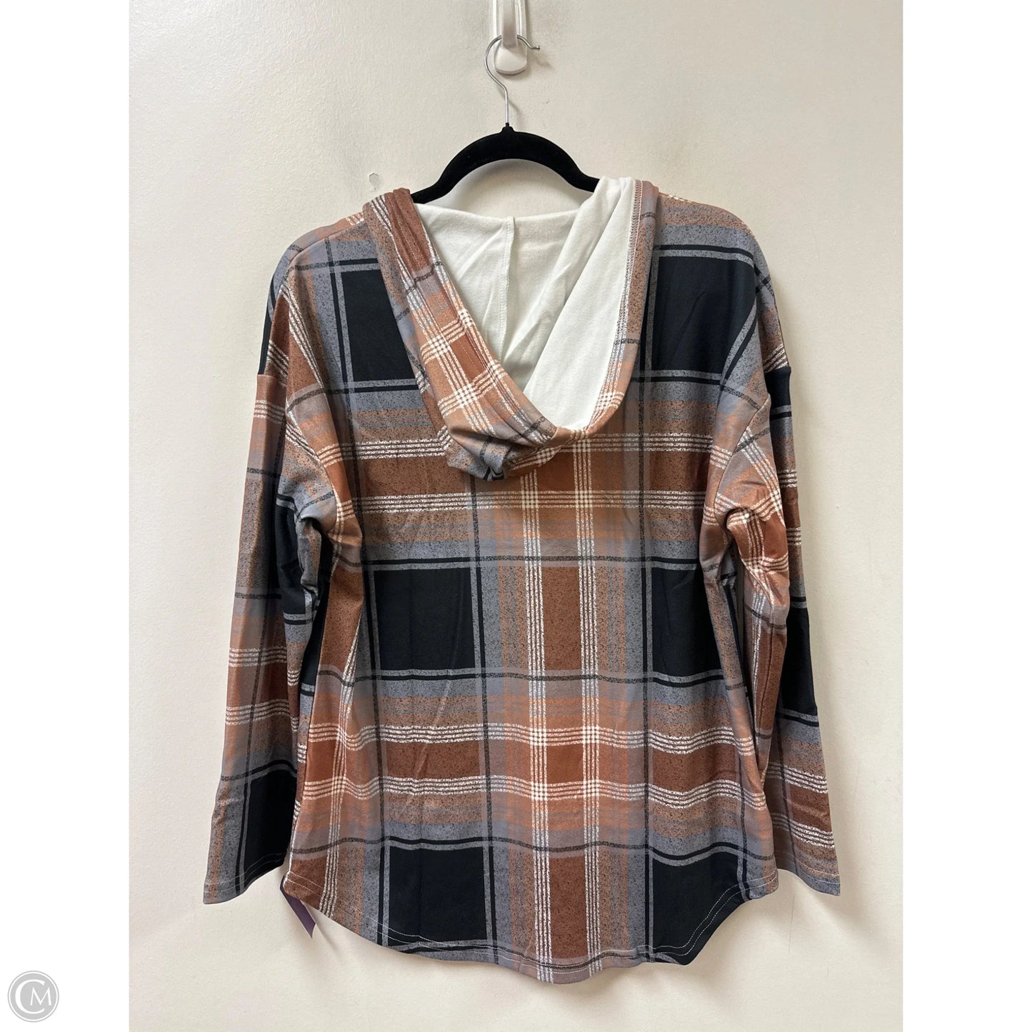 Sweatshirt Hoodie By Clothes Mentor In Plaid Pattern, Size: M
