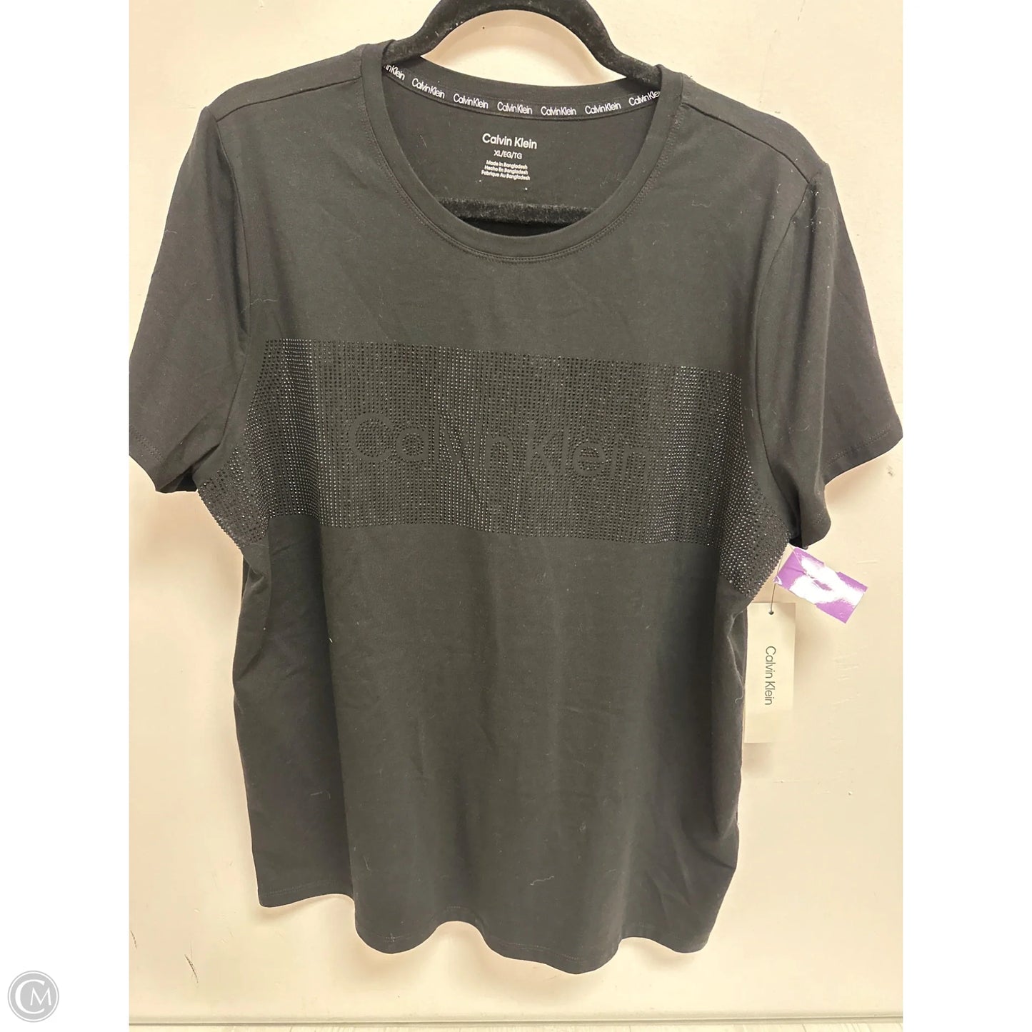 Top Short Sleeve By Calvin Klein In Black, Size: Xl