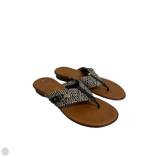 Sandals Flats By Italian Shoemakers In Black & Cream, Size: 6.5