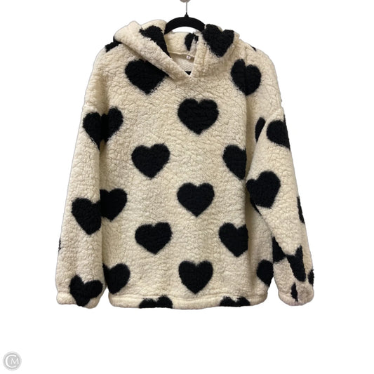 Sweatshirt Hoodie By Clothes Mentor In Black & Cream, Size: L
