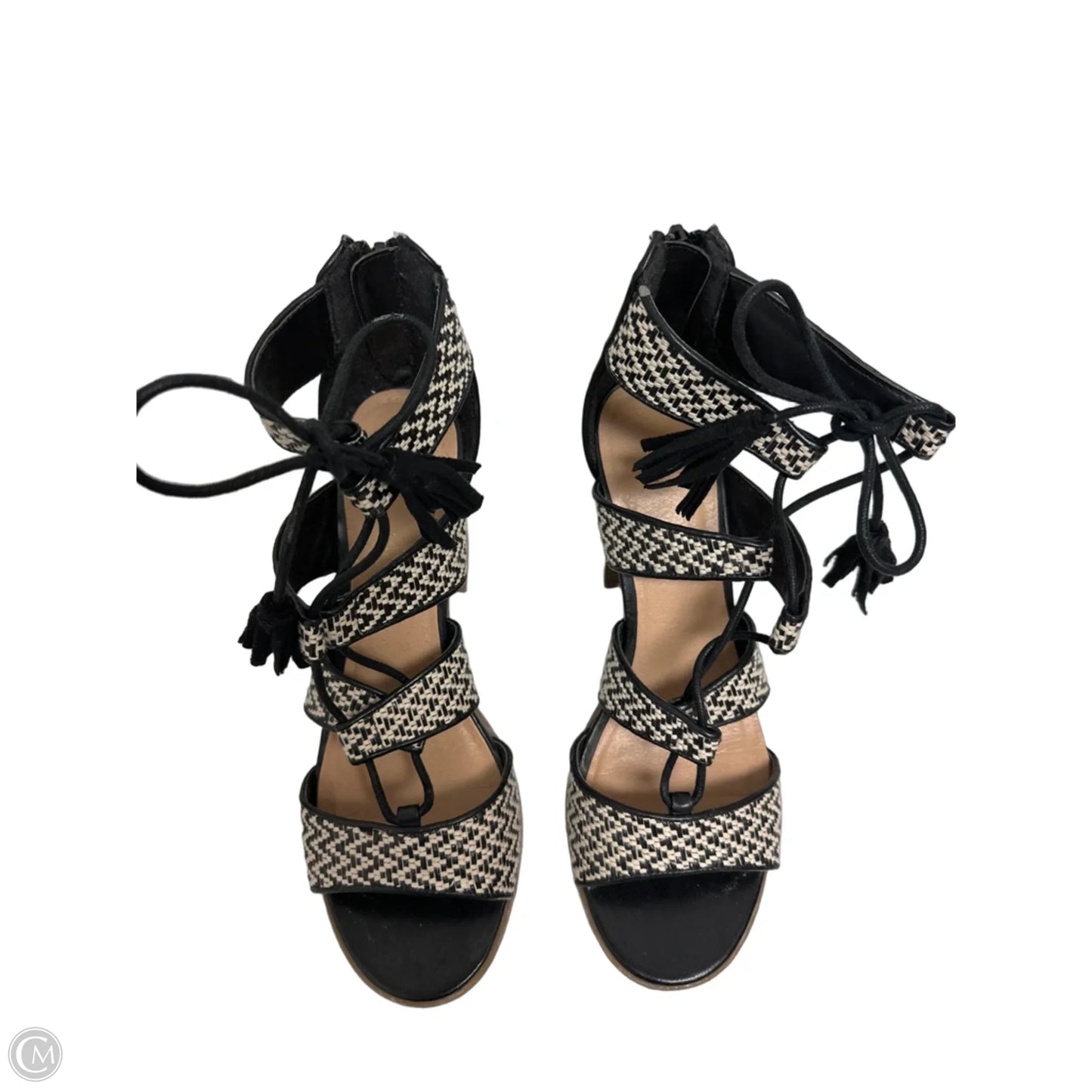 Sandals Heels Block By Indigo Rd In Black & Cream, Size: 8.5