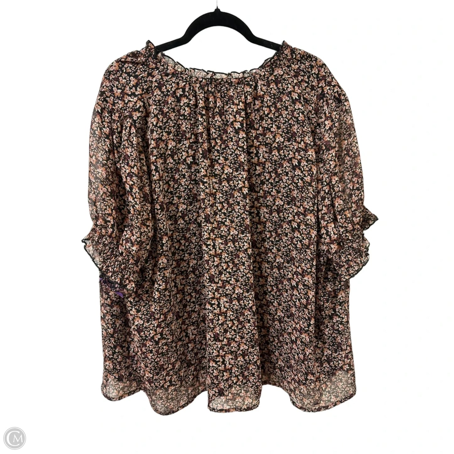 Top Short Sleeve By Ava & Viv In Floral Print, Size: 2x