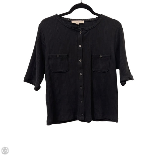 Blouse Short Sleeve By Loft In Black, Size: Xl
