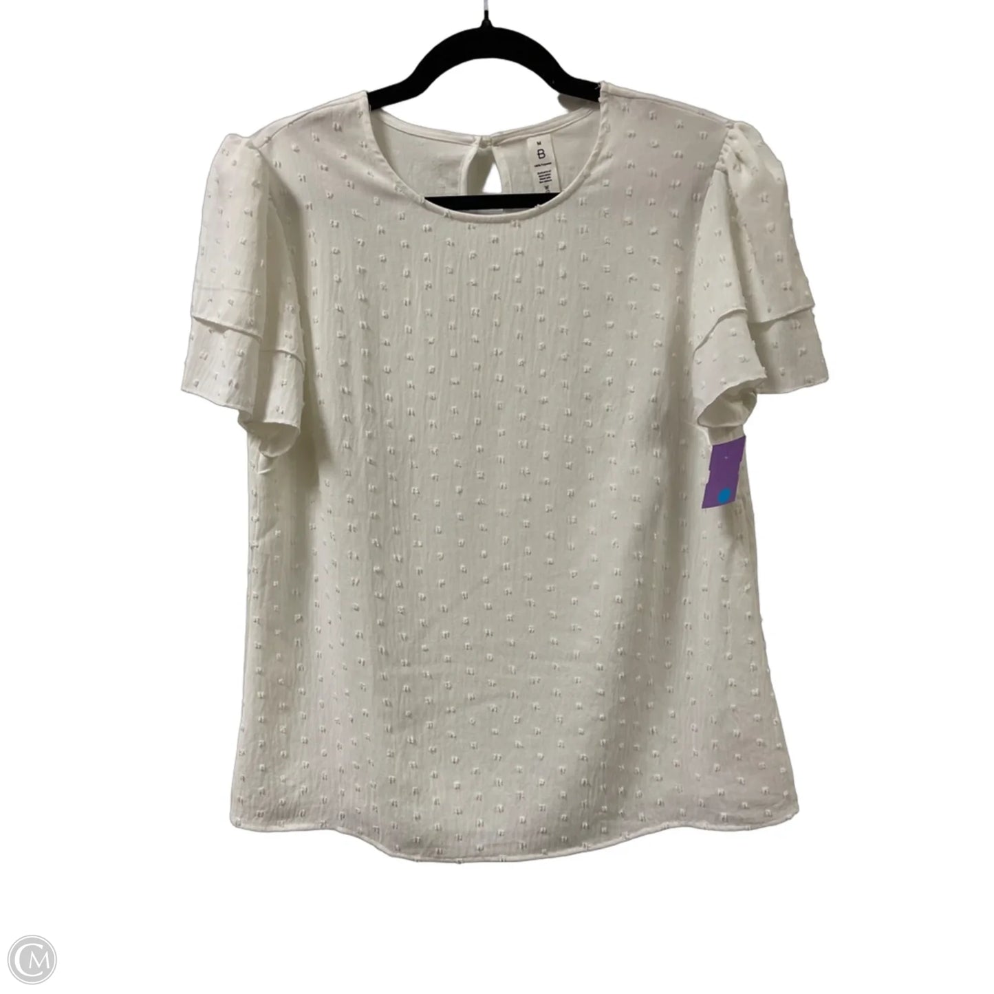 Top Short Sleeve By Clothes Mentor In White, Size: M