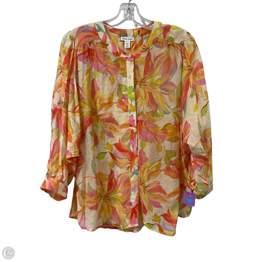 Blouse Long Sleeve By Tribal In Multi-colored, Size: Xs