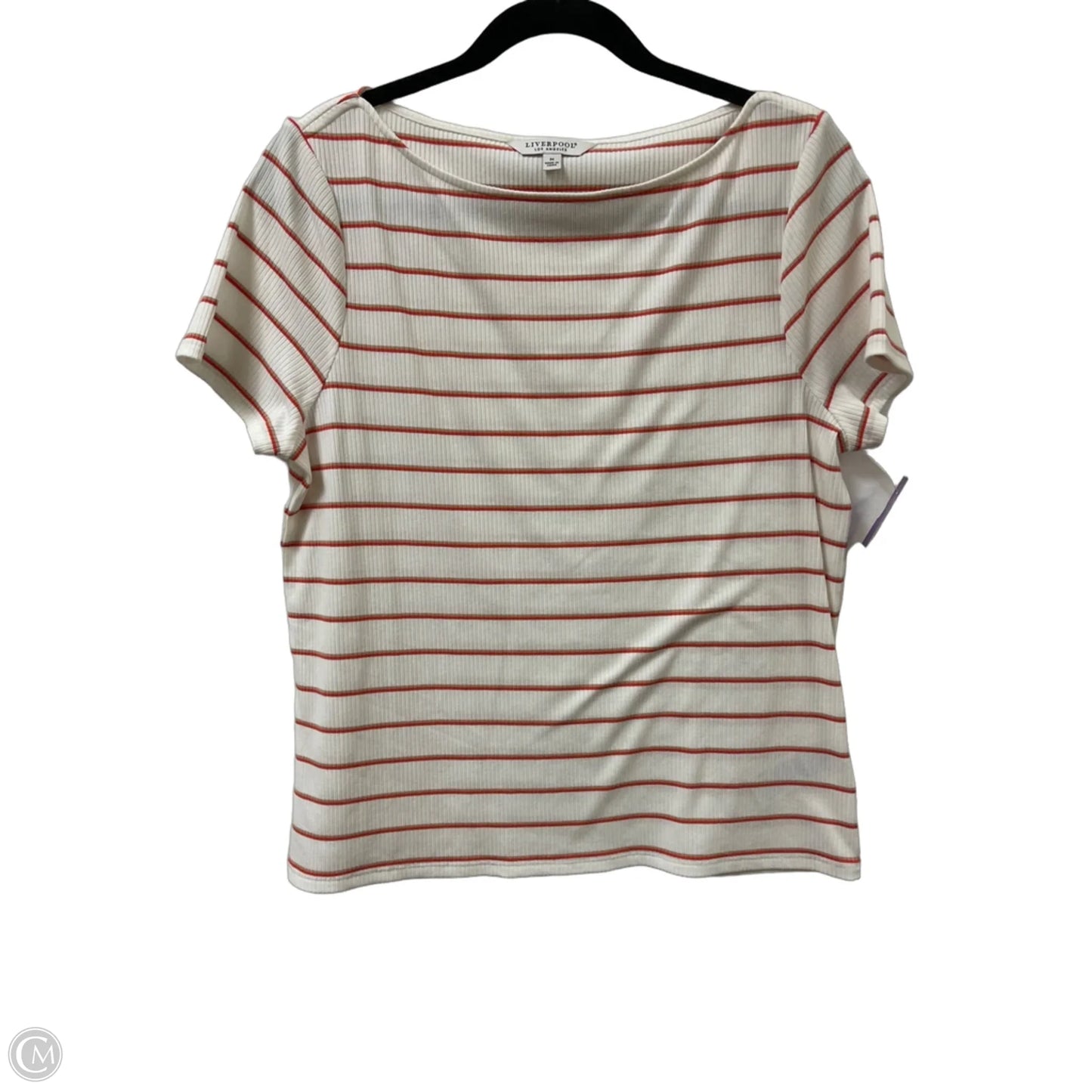 Top Short Sleeve By Liverpool In Striped Pattern, Size: M