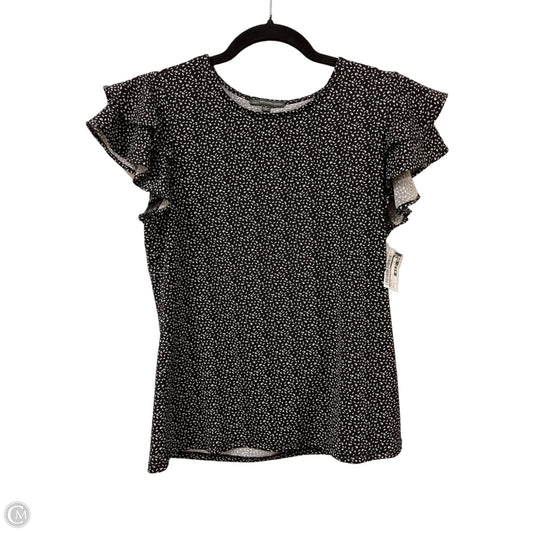 Top Short Sleeve By Adrianna Papell In Black & White, Size: S