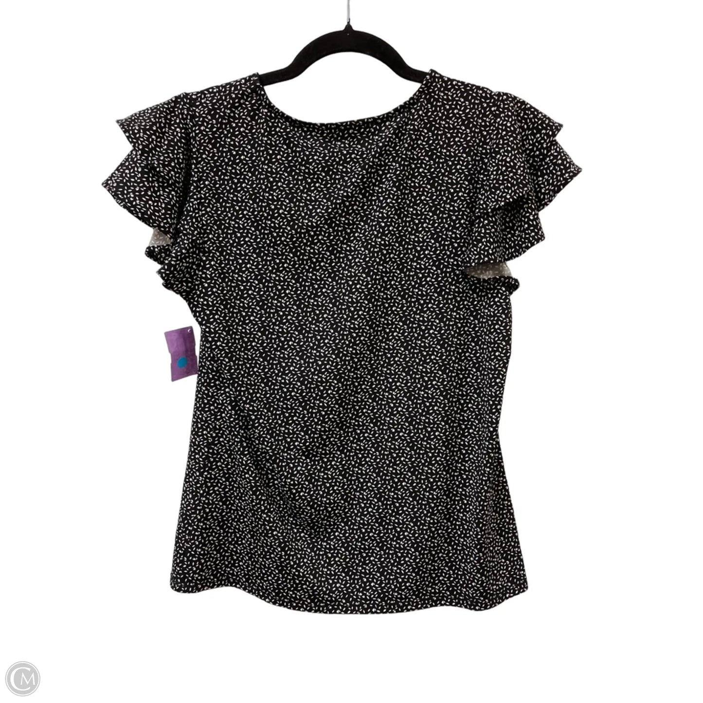Top Short Sleeve By Adrianna Papell In Black & White, Size: S