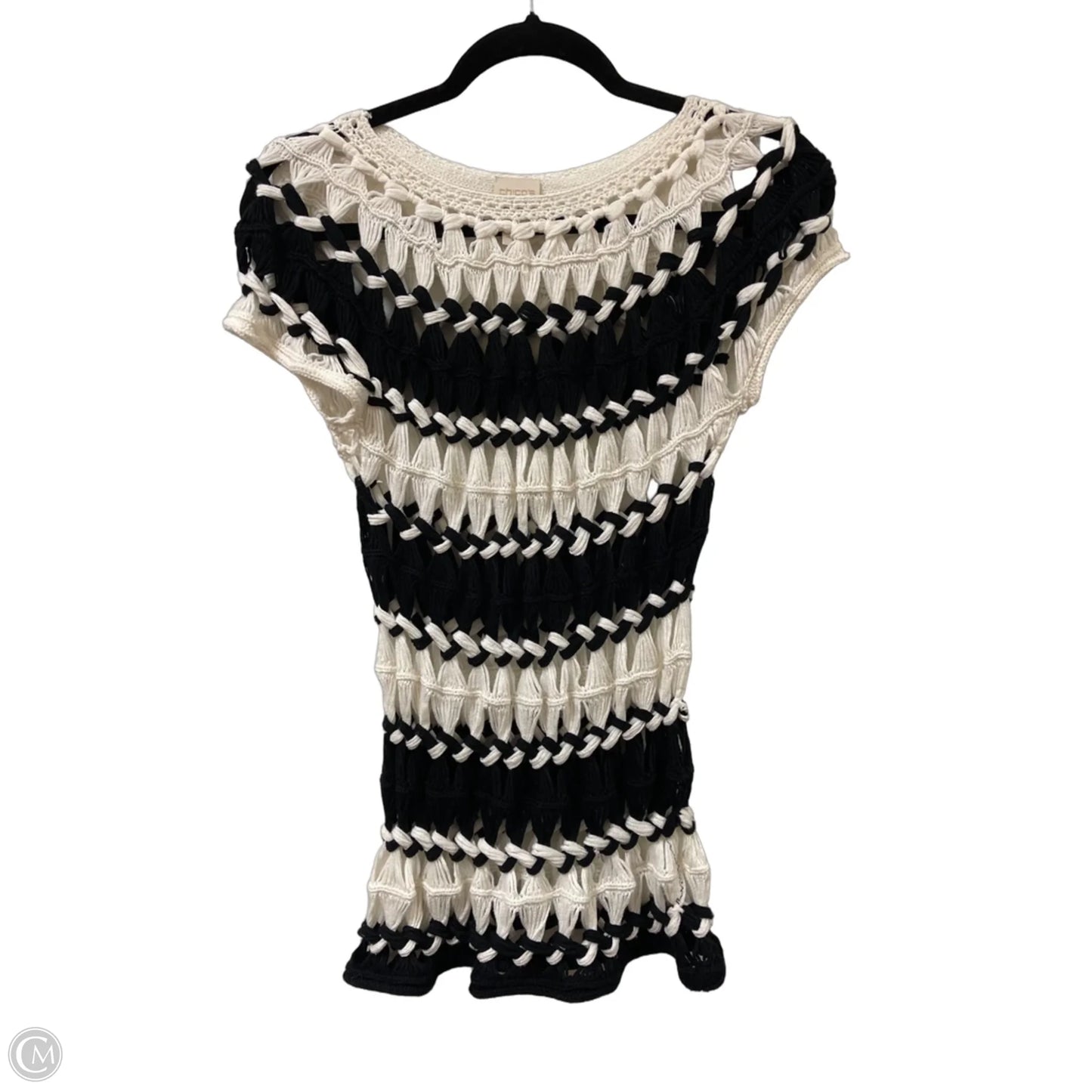 Sweater Short Sleeve By Chicos In Black & White, Size: S
