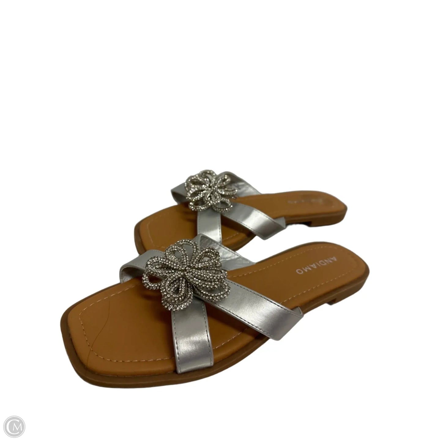 Sandals Flats By Clothes Mentor In Silver, Size: 10