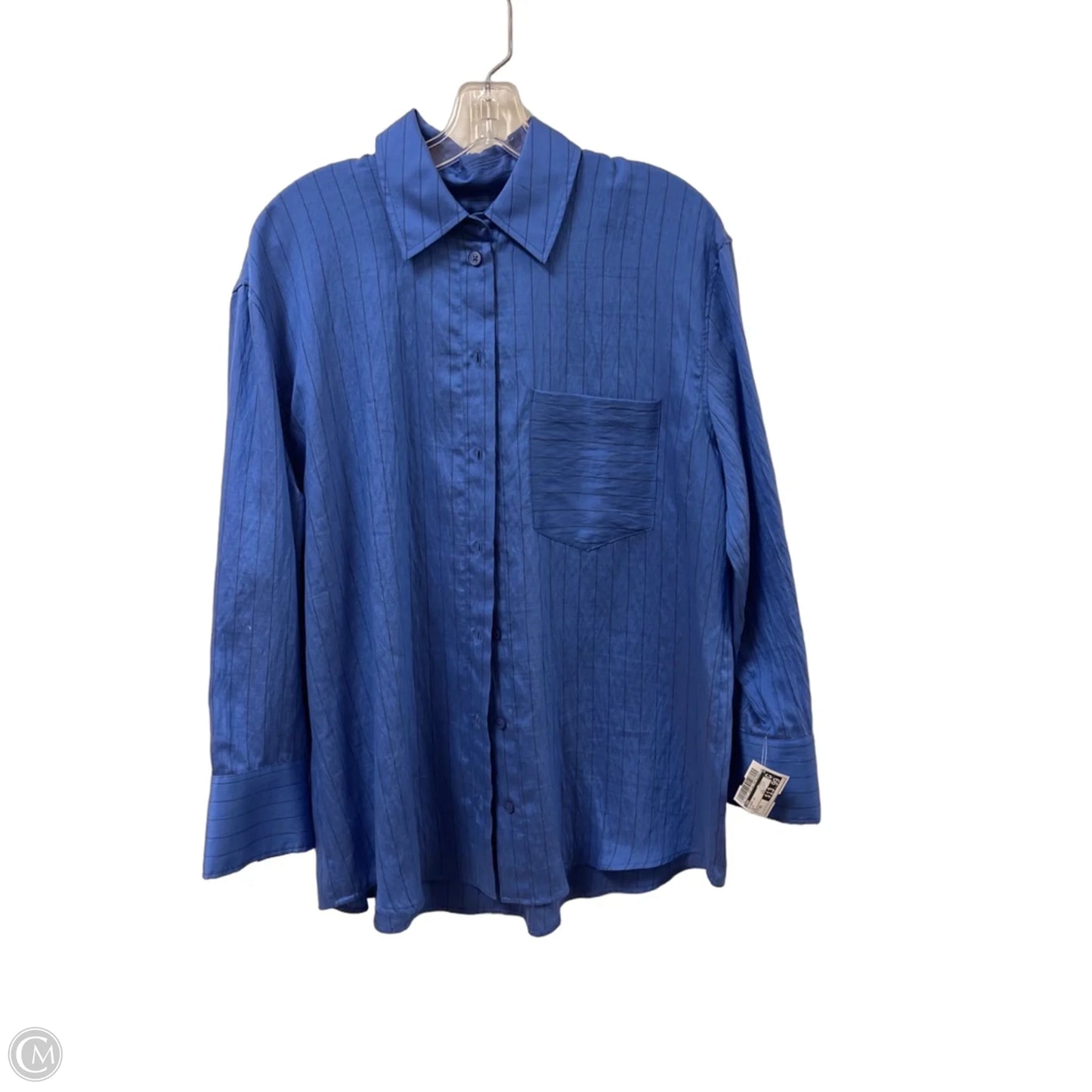 Blouse Long Sleeve By Zara In Blue, Size: Xs