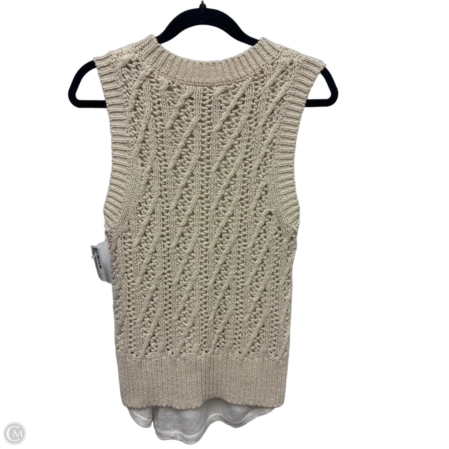 Sweater Short Sleeve By Cma In Cream, Size: Xs