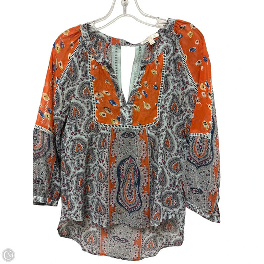 Top Long Sleeve By Love Fire In Blue & Orange, Size: S